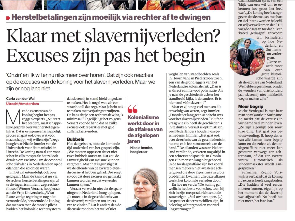 Nicole Immler argues in Algemeen Dagblad for a broad societal conversation about what repair constitutes