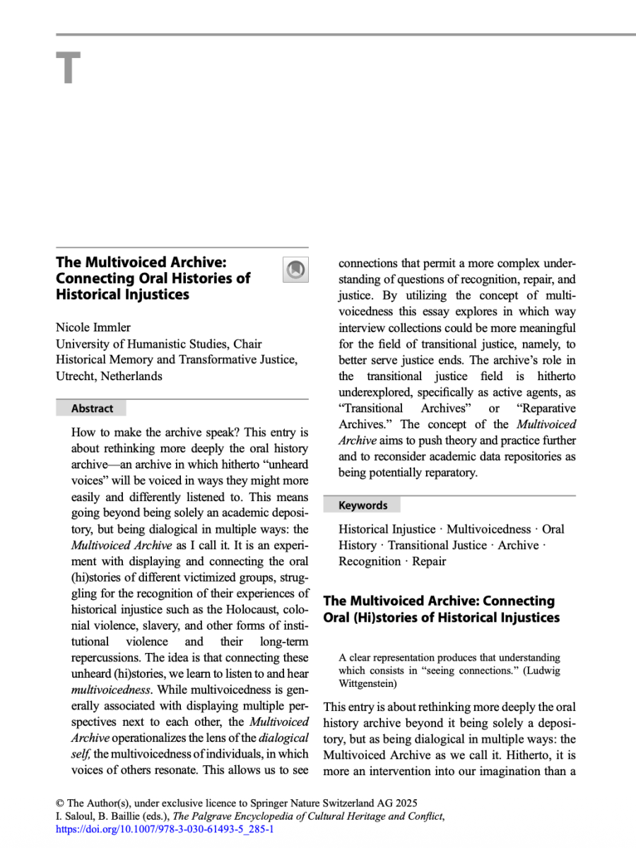 The Multivoiced Archive: Connecting Oral Histories of Historical&nbsp;Injustices