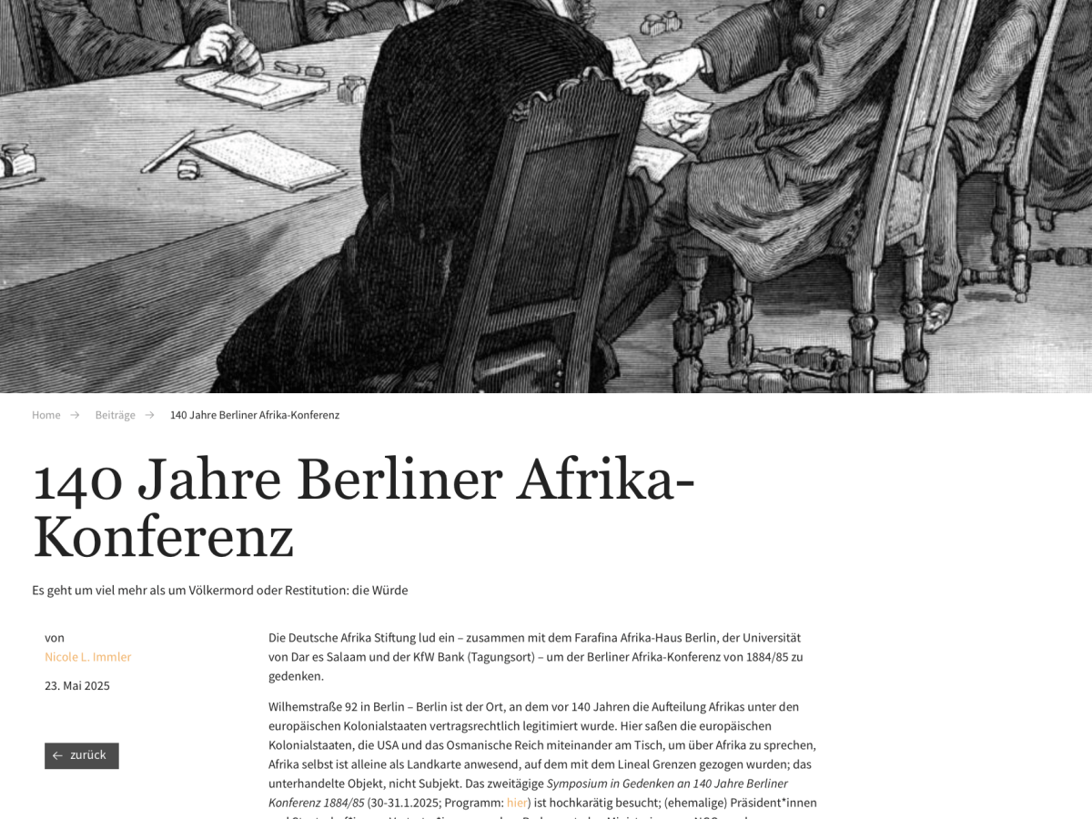 140 Jahre Berliner Afrika-Konferenz